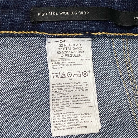 BANANA REPUBLIC High Rise Wide Leg Cropped Sailor Jeans Dark Wash Denim Jeans 32 - Picture 9 of 12